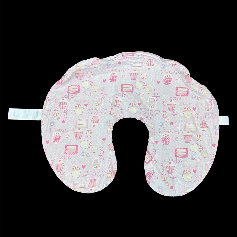 Adorable Boppy Nursing Pillow Cover Girls "Tea for Two" & "Sweet Cake" Pink EUC